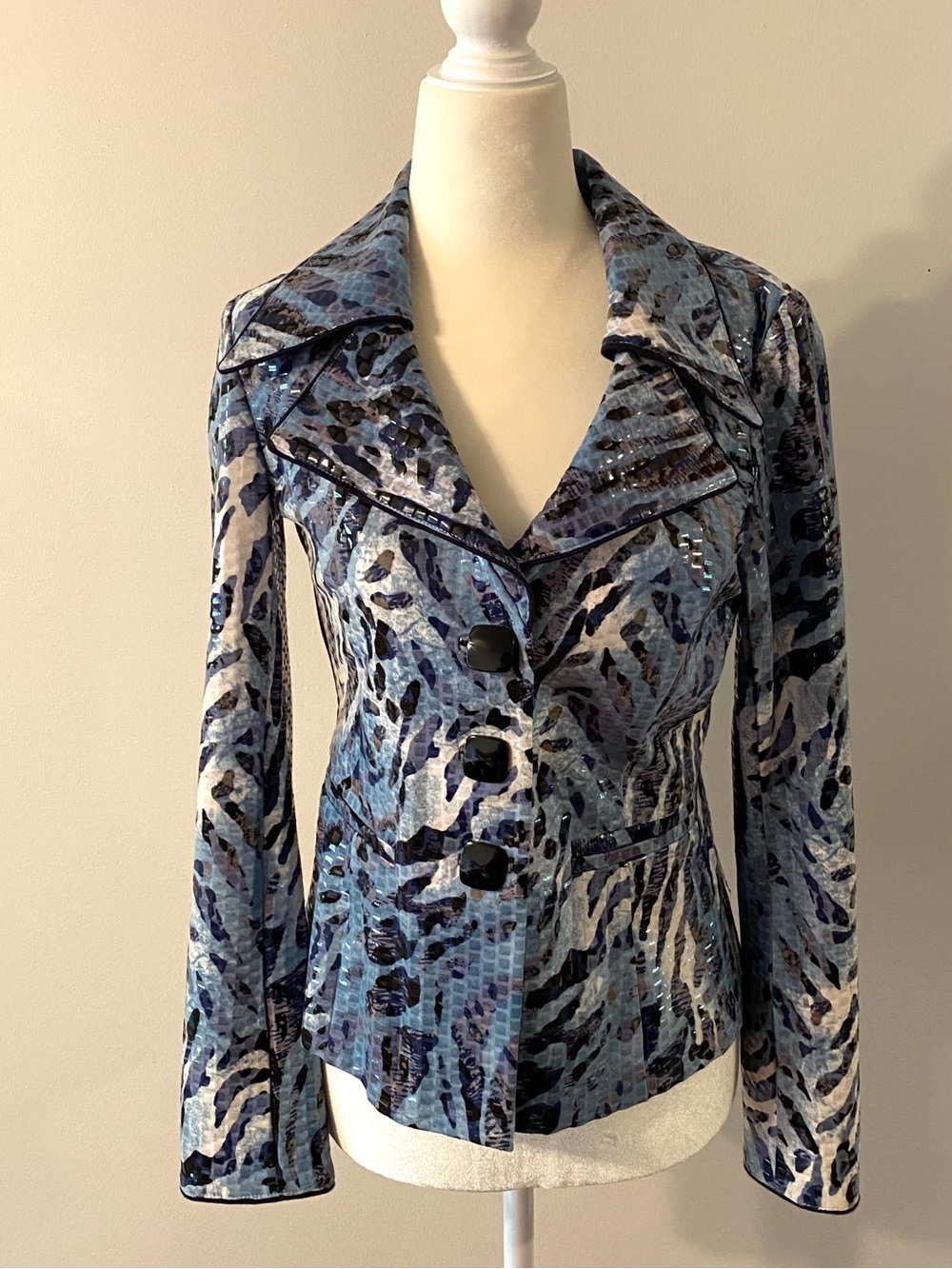 Clara S Blue Animal-Print Women’s Jacket